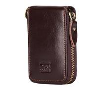 BRASS TACKS Leathercraft Portafoglio vintage in pelle pieno fiore con blocco RFID Multi Card Case con cerniera tasca porta carte per uomo donna confezione regalo, Marrone scuro, Medium, classico