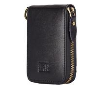 BRASS TACKS Leathercraft Portafoglio vintage in pelle pieno fiore con blocco RFID Multi Card Case con cerniera tasca porta carte per uomo donna confezione regalo, nero, Medium, classico