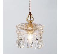 Brass Vintage Glass Crystal Dining Living Room Bedroom Hallway Hanging Chandeliers, Adjustable Height Pendant Light Fixture