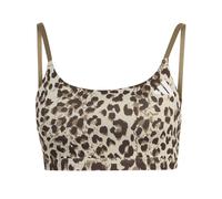 adidas Donna Optime Essentials 3-Stripes Leopard Light Support Bra, Crystal Linen/Khaki Six/Dark Brown, S