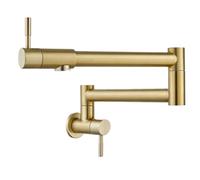 Brassqueen Rubinetto da cucina a parete, finitura oro spazzolato, 2,2 GPM, 15 l/min, filettatura di collegamento 1/2 NPT, anima in acciaio inossidabile, doppie valvole in ceramica, placcatura opaca