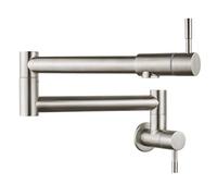 brassqueen Rubinetto di riempimento del vaso pieghevole Montaggio a parete estensibile Rubinetto per lavello da cucina in acciaio inossidabile commerciale con doppio giunto braccio oscillante singolo