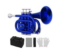 BrassTromba Mini tromba tascabile per orchestra professionale strumento a fiato in Sib con borsa portatile per bocchino(Color:Blue)