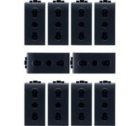 Bratek 10 Prese Elettriche da Muro Bipasso 10/16A Nero Compatibili con Bticino Living Light e International - Presa Muro Italiana 2p+T L4180 x Supporti Livinglight e International, Made in Europe
