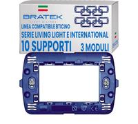 Bratek 10x Supporto 503 Compatibile con Supporto BTicino Living 3 Moduli per Placche Tonde e Rettangolari per la Serie LivingLight e International - Sostituisce BTicino LN4703 - Made in Europe