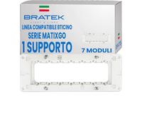 Bratek 1x Supporto 507 Compatibile con BTicino MatixGO | Supporto 7 Moduli per Placche e Frutti della Serie Matix Go - Sostituisce Telaio Portafrutti BTicino J4707 - Made in Europe
