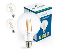 Bratek 2 Lampadine Led E27 Luce Calda Vintage 3000k 8w 880 Lumen - Lampadina Globo Vintage E27 Filamento Led Trasparente Equivalente 90w a Incandescenza o 80w Alogena