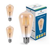 Bratek 2 Lampadine Vintage E27 Luce Calda 2700k Ambrata, 8w 800 Lumen - Lampadine Filamento Led E27 a Goccia Allungata ST 58 Trasparente Equivalente 90w a Incandescenza o 80w Alogena