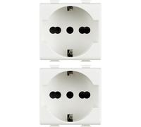 Bratek 2 Prese Elettriche da Muro Compatibili con Presa Schuko BTicino Matix - 2P+T 10/16A Bipasso Italiana e 2P+T Schuko Standard Tedesco - Sostituisce BTicino Matix AM5440/16 - Made in Europe