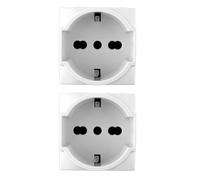 Bratek 2 Prese Schuko Compatibili Bticino Living Light e International 2P+T 10/16A - Presa Elettrica da Muro Tedesca + Bipasso Italiana Bianco per Supporti B Ticino Livinglight e Living International