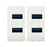 Bratek 2 Prese USB da Muro Doppie Compatibili Bticino Living Light e International - Presa USB da Incasso 5V 2.1A Bianco x Supporti B Ticino Livinglight e Living International, Sostituisce N4191AA