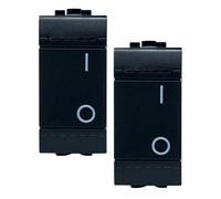 Bratek 2x Interruttore Bipolare 16A Nero Compatibile con Bticino Living Light e International - Compatibile con Interruttore Bipolare Bticino Living L4002N x Supporti Livinglight e International