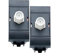 Bratek 2x Presa Satellitare Muro Compatibile con Presa Satellitare BTicino Living Light e International Nera - Sostituisce L4202FN per Supporti BTicino Living Light e International - Made in Europe