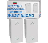 Bratek 2x Pulsante Doppio per Tapparelle Compatibile BTicino Matix Go - Sostituisce Doppio Pulsante Matix Go JW4037N Interbloccato - Saliscendi x Tapparelle Serrande, Tende - Made in Europe