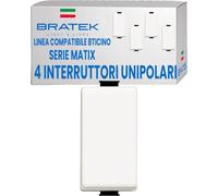 Bratek 4 Interruttori Compatibili BTicino Matix - Sostituisce AM5001 Bianco