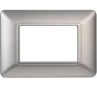 BRATEK 4 placchette interruttori luce compatibile con bticino matix, Placca matix 3 moduli compatibile, placche matix per frutti elettrici (Silver)