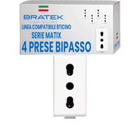 Bratek 4 Prese Bipasso 10/16A 250Vac 2P+T Compatibili con BTicino Matix