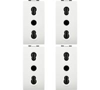 Bratek 4 Prese Elettriche da Muro Bipasso 10/16A Bianco Compatibili con Bticino Living Light e International - Presa Muro Italiana 2p+T N4180 x Supporti Livinglight e International, Made in Europe