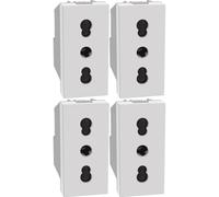 Bratek 4 Prese Elettriche da Muro Bipasso 10/16A Compatibili con Presa BTicino MatixGo JW4180 Bipresa Bivalente 10/16 A 250Vac 2P+T Standard Italiane - Made in Europe