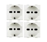 Bratek 4 Prese Elettriche da Muro Compatibili con Presa Schuko BTicino Matix - 2P+T 10/16A Bipasso Italiana e 2P+T Schuko Standard Tedesco - Sostituisce BTicino Matix AM5440/16 - Made in Europe