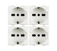 Bratek 4 Prese Schuko 2P+T 10/16A Compatibili BTicino Matix, Made in Europe | Sostituisce BTicino Matix AM5440/16 - 4 Prese Elettriche da Muro Standard Bipasso Italiana e Schuko Tedesca