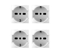 Bratek 4 Prese Schuko Compatibili Bticino Living Light e International 2P+T 10/16A - Presa Elettrica da Muro Tedesca + Bipasso Italiana Bianco per Supporti B Ticino Livinglight e Living International