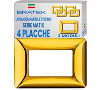 Bratek 4X Placca 3 Moduli Compatibile con Placche BTicino Matix