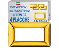Bratek 4X Placca 4 Moduli Compatibile con Placche BTicino Matix