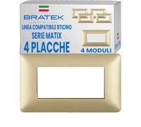 Bratek 4X Placca 4 Moduli Compatibile con Placche BTicino Matix