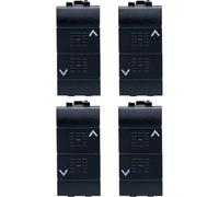 Bratek 4x Pulsante Doppio Compatibile BTicino Living Light e International - Sostituisce il Pulsante Saliscendi BTicino Living L4036 - Saliscendi Tapparelle Nero Non Interbloccato - Made in Europe