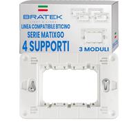 Bratek 4x Supporto 503 Compatibile con BTicino MatixGO | Supporto 3 Moduli per Placche e Frutti della Serie Matix Go - Sostituisce Telaio Portafrutti BTicino J4703 - Made in Europe