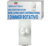 Bratek Interruttore Dimmer Compatibile BTicino LivingLight e International | Dimmer Rotativo a Manopola per Carichi Resistivi Fino a 400W x Supporti Living light e International, Sostituisce N4406