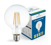 Bratek Lampadina Led E27 Luce Calda Vintage 3000k 8w 880 Lumen - Lampadina Globo Vintage E27 Filamento Led Trasparente Equivalente 90w a Incandescenza o 80w Alogena
