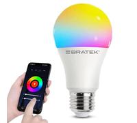 Bratek Lampadina Smart E27 Compatibile con Alexa, Google Home, App Tuya e SmartLife - 11W, 1050 Lumen, Dimmerabile, LED RGB e LED CCT per Multicolore e Bianchi Perfetti - Equivale a 90W Incandescenza