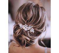 Brateuanoii Accessori Capelli Sposa Argento, Ornamenti per Capelli di Strass Nuziali, Perla Decorazioni Capelli Sposa Fiore Vite, Accessorio per Capelli da Sposa in Cristallo per Donne e Ragazze