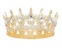 Brateuanoii Completa Rotonda Diadema di Cristallo, Corona Regina Barocca per Donna, Corona Vintage In Stile Barocco, Corona Strass Tiara per Compleanno Matrimonio Festa Cosplay
