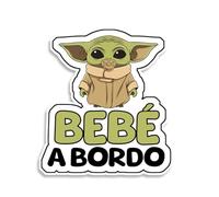 Bratikishop Adesivo Baby a Bordo - Bambino Yoda 16 x 15 cm, vinile auto resistente e impermeabile, Princess, adesivo per auto per avvisare i conducenti