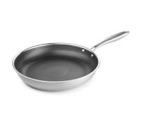 BRATmaxx Padella universale in acciaio inox, con struttura a nido d'ape e rivestimento antiaderente, adatta per tutti i piani cottura e il forno, Ø circa 28 cm e bordo alto, per cucinare a basso