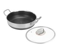 Bratn antiaderente a due manici in acciaio con coperchio | Ideale per cucinare, arrostire e cuocere pesce, uova, pancake, bistecche