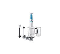 Braun MQ 5260WHBL Frullatore a immersione - MultiQuick 5 Vario Frullatore ad immersione con base in acciaio inox e taglierina a spirale, 1000 Watt, incl. set di accessori, bianco/blu