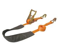 Braun 750-2-REAR - Fermaruota posteriore per moto, 2 pezzi, con gancio a punta e tubo di protezione nero aggiuntivo, cintura di colore arancione