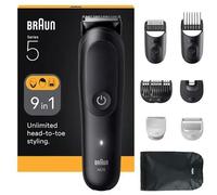 Braun Tagliaerba All-in-One Series 5, kit 9-in-1, lama affilata, rasatura del corpo, AIO5540, nero