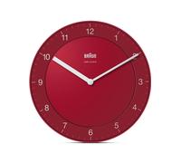 Braun Orologio da Parete Classico Radio controllato per Fuso Orario Europa Centrale (DCF/GMT+1) con Movimento silenzioso, Facile da leggere, Diametro di 20 cm, colore rosso, modello BC06R-DCF.