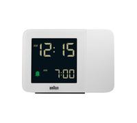 Braun Sveglia digitale proiezione radiocontrollata per fuso orario dell'Europa centrale (DCF), 4 opzioni di retroilluminazione, display LCD negativo, impostazione rapida, bianco, modello BC15W-DCF