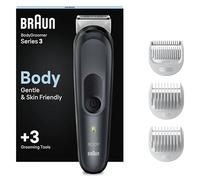 Braun Body Groomer 3, strumento per l'abbellimento di uomini con tecnologia SkinShield, pettine sensibile, bagnato e asciutto, 100% impermeabile, spina UK a 2 pin, BG3350, nero/grigio