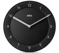 BRAUN Funkwanduhr/Design-Objekt/Design-Klassiker/präzises Funkuhrwerk/einfach abzulesendes Zifferblatt/mattes Gehäuse/Durchmesser 20 cm/Farbe: Schwarz/Modell BC06B-DCF
