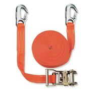 Braun - Cinghia 2000 Dan, 2 Pezzi, Lunghezza 6 m, Larghezza 35 mm, con Dente di Arresto e Ganci a uncino, Colore: Arancione