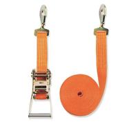 Braun - Cinghia 4000 Dan, 2 Pezzi, Lunghezza 8 m, Larghezza 50 mm, con Dente di Arresto e Ganci a carabina, Colore: Arancione