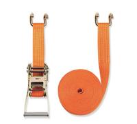 Braun - Cinghia 4000 Dan, 2 Pezzi, Lunghezza 8 m, Larghezza 50 mm, con Dente di Arresto e Ganci sponda, Colore: Arancione