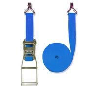 Braun Cinghia 4000 Dan, in Due Pezzi, per Professionisti Secondo DIN EN 12195-2, Colore Blu, Lunghezza 8 m, Larghezza di Banda 50 mm, con cricchetto a Leva Lunga e Gancio a Punta.